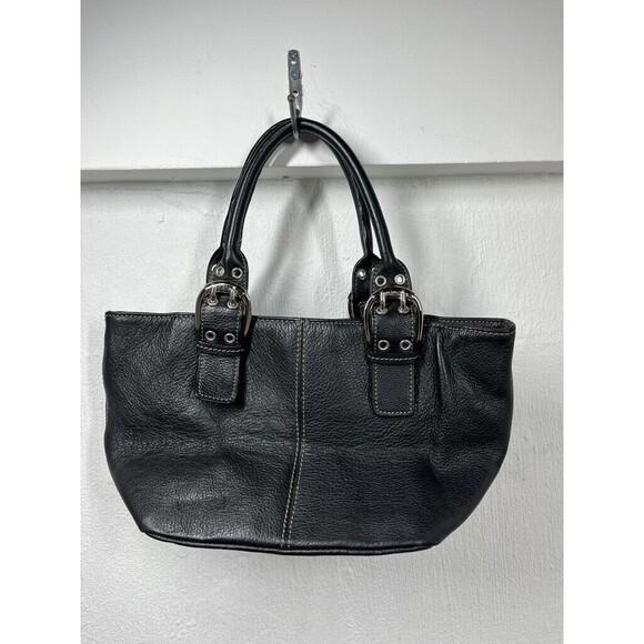 TIGNANELLO BLACK PEBBLE LEATHER SMALL TOTE PURSE 14 X 8 - Picture 3 of 4